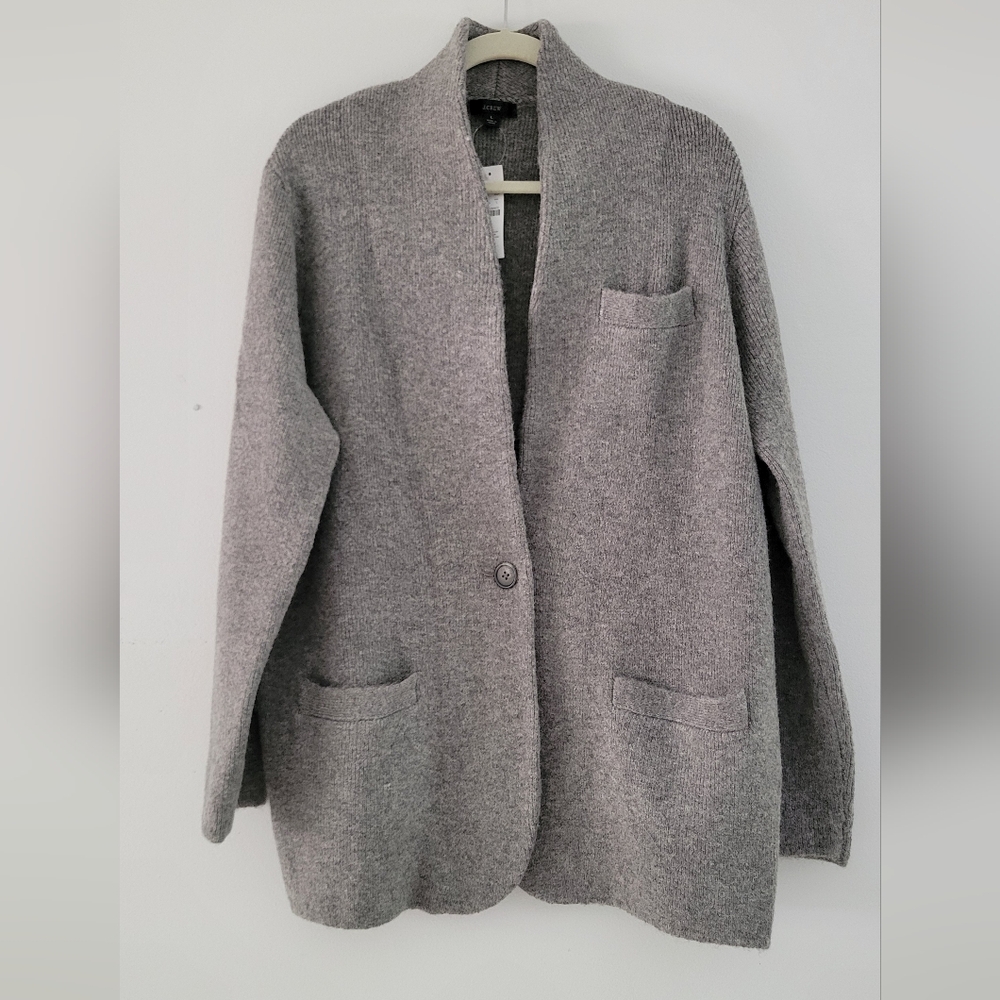 J. Crew Gray Cocoon Sweater Blazer NWT Size Large